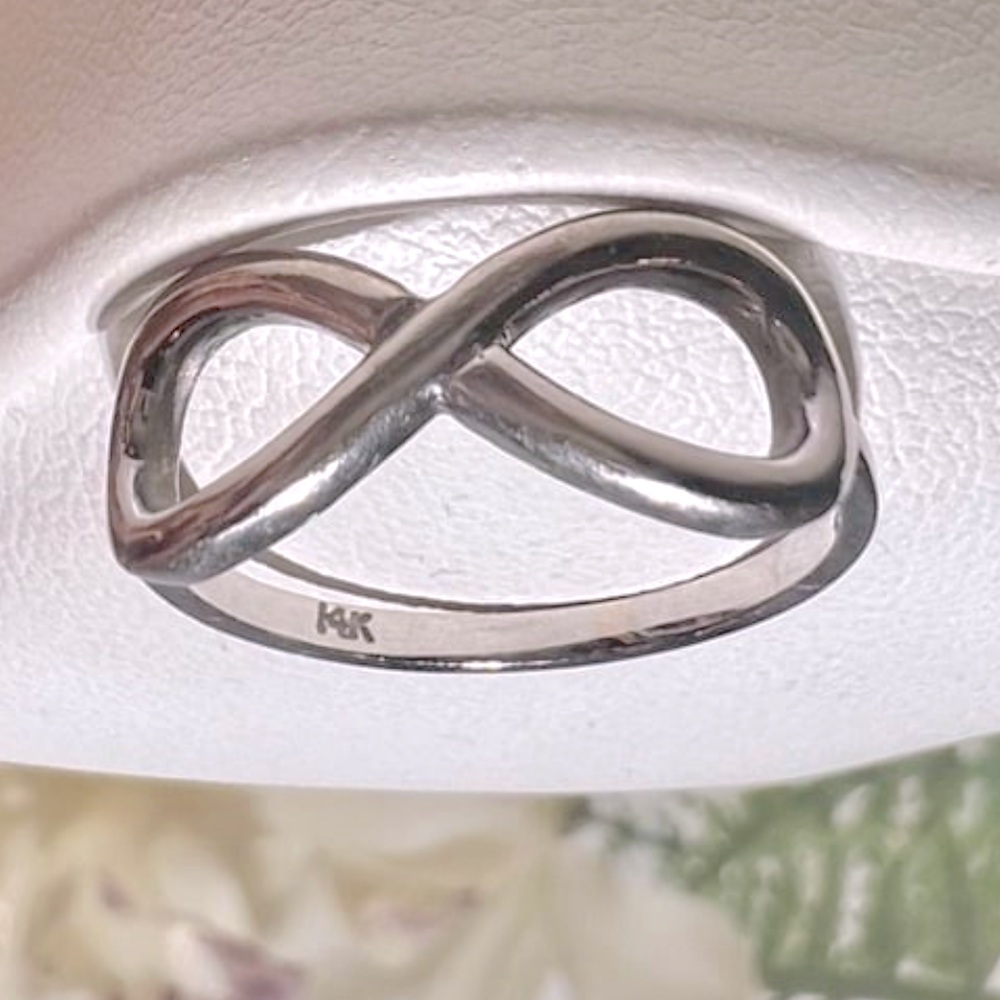 Solid 14k White Gold Infinity Symbol Ring. 14k Wh… - image 6
